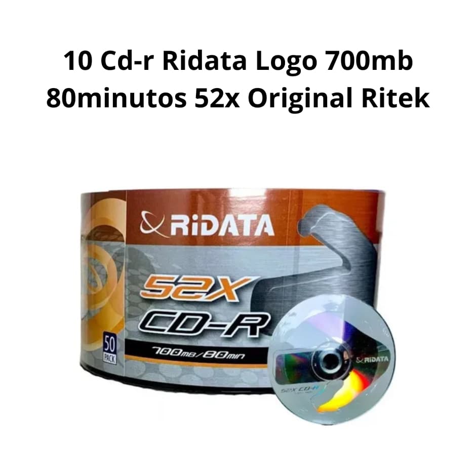 10 Cd-r Ridata Logo 700mb 80minutos 52x Original Ritek