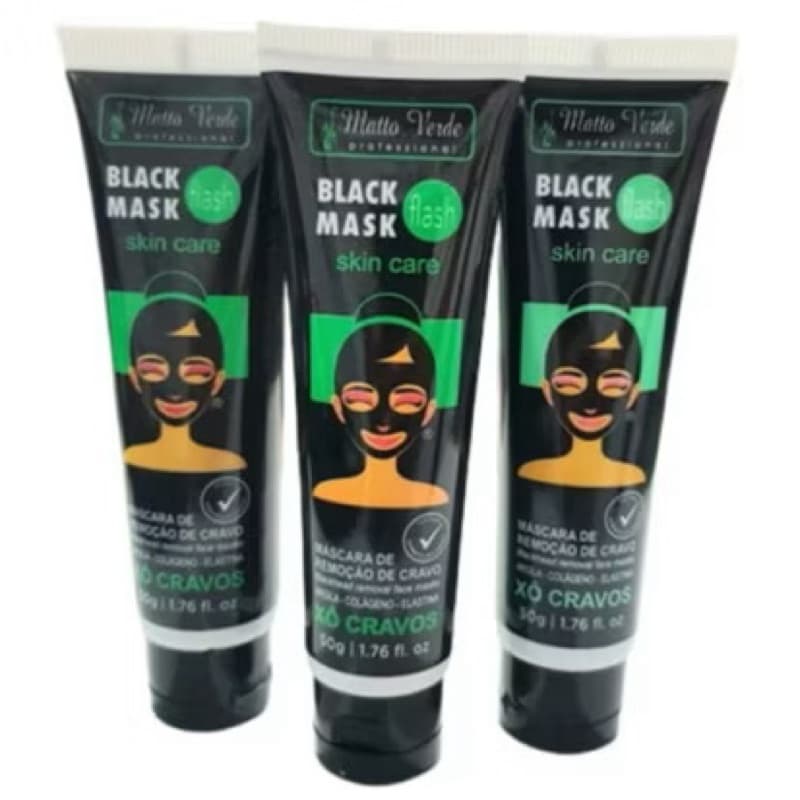 Kit 3 Máscaras Faciais Black Mask 50g – Remoção de Cravos e Limpeza Profunda matto verde