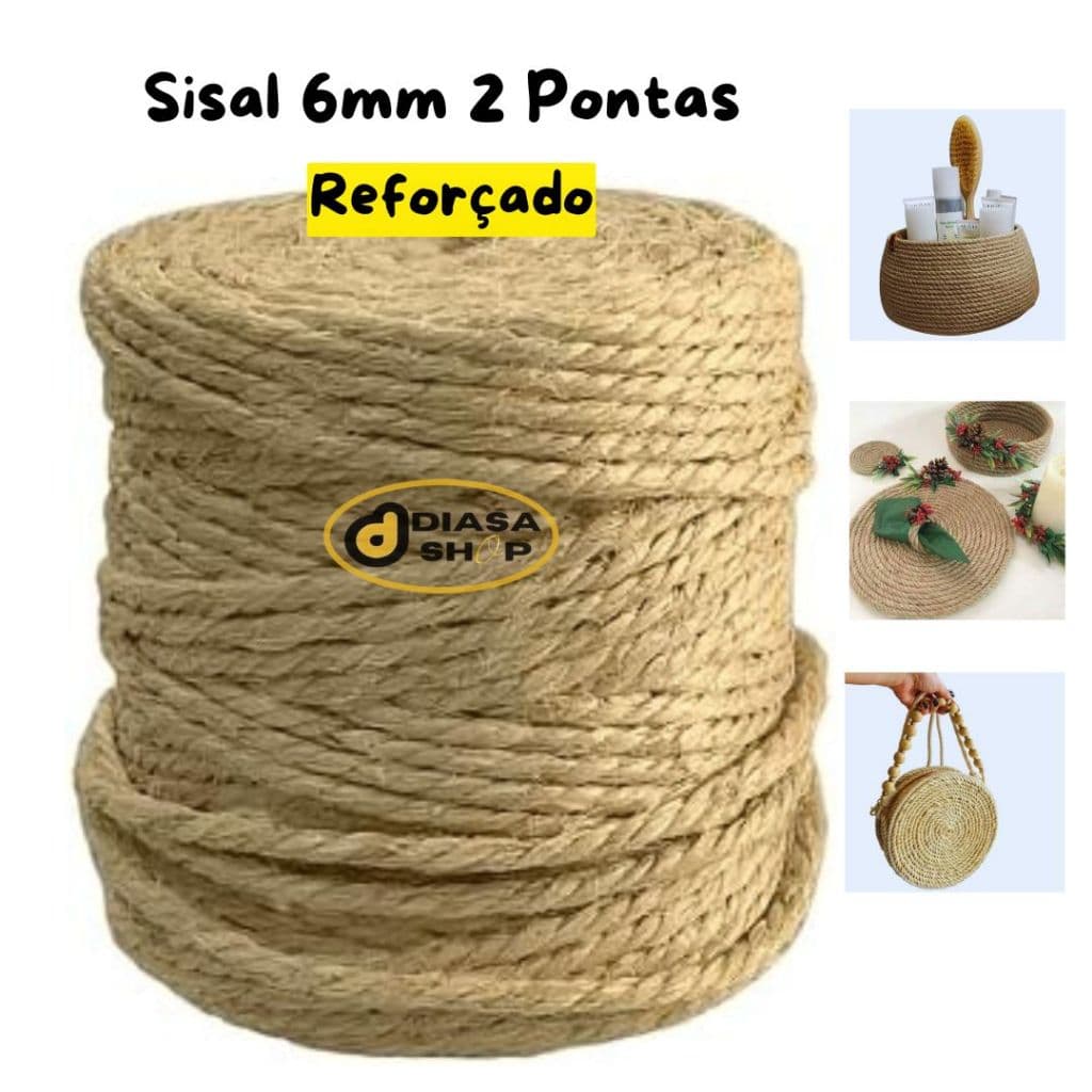 Corda de Sisal 6mm Reforçado 134 Metros para Artesanato, Decoração e Arranhadores