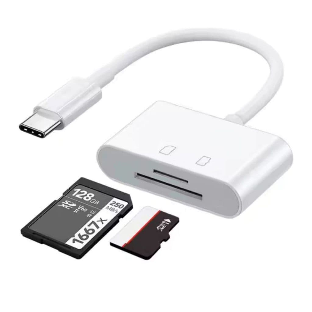 Leitor e adaptador adaptador cartão de memória sd e tf conector tipo c para android e iphone á partir do 15 16 17