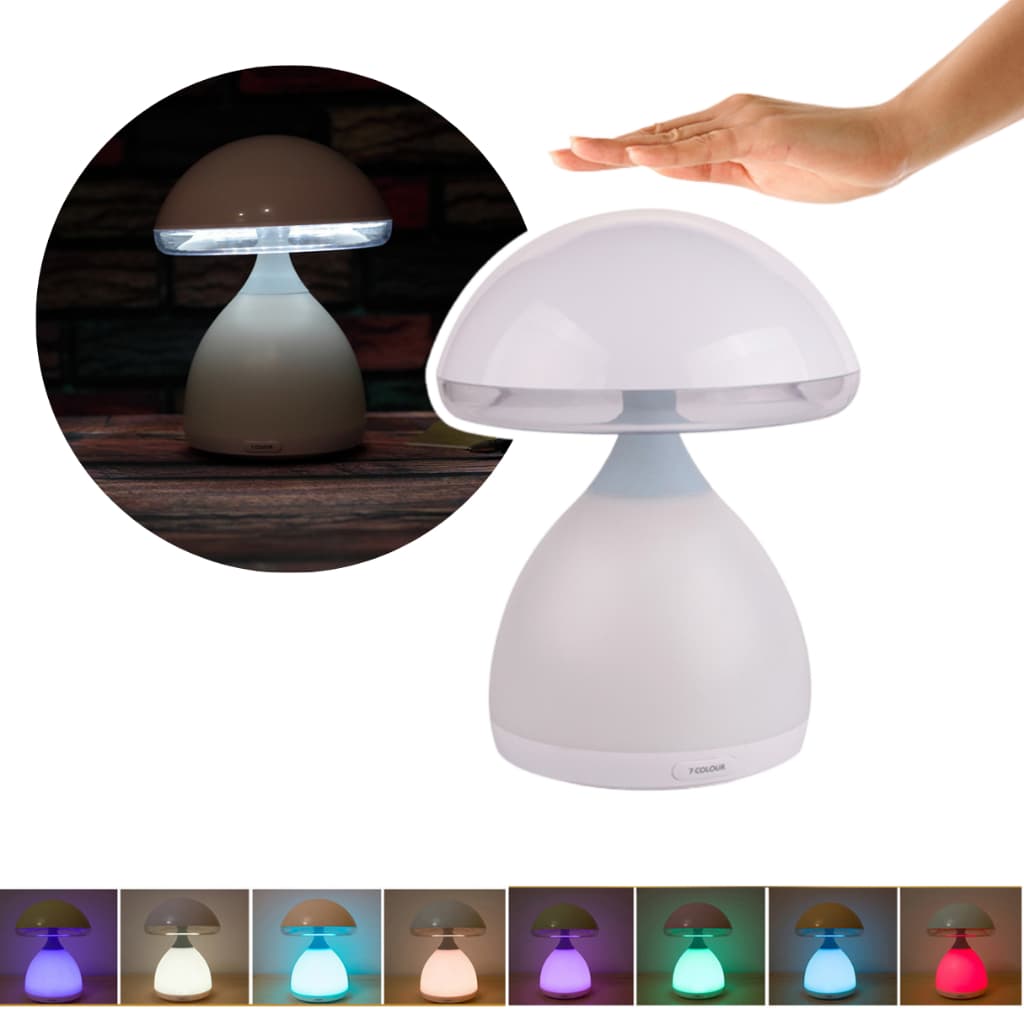 Abajur de Mesa Decoração LED Recarregável Cogumelo 7 Cores Luminária