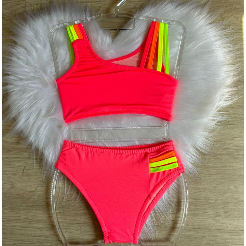 Biquini Infantil e Juvenil Moda Praia Neon 2 ao 16 Top Calcinha Várias Cores