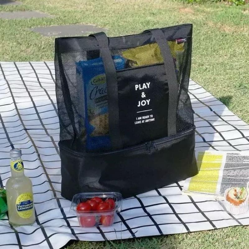 Bolsa Praia Com Compartimento Cooler Térmico Para Passeio Verão