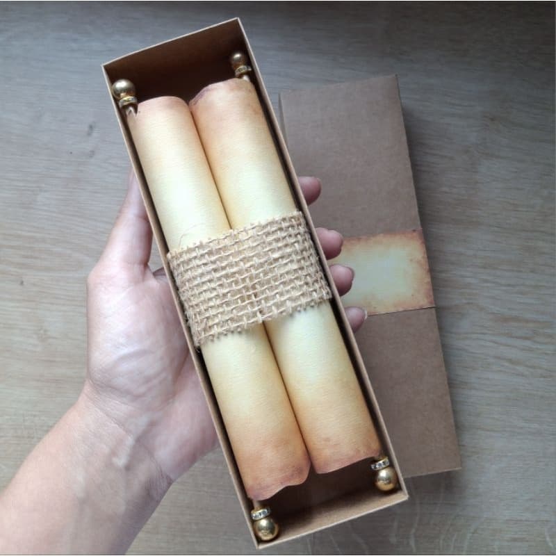 Pergaminho Rústico Carta com Caixa Presente - Papel de Carta - ENVIO RÁPIDO - NÃO PERSONALIZADO