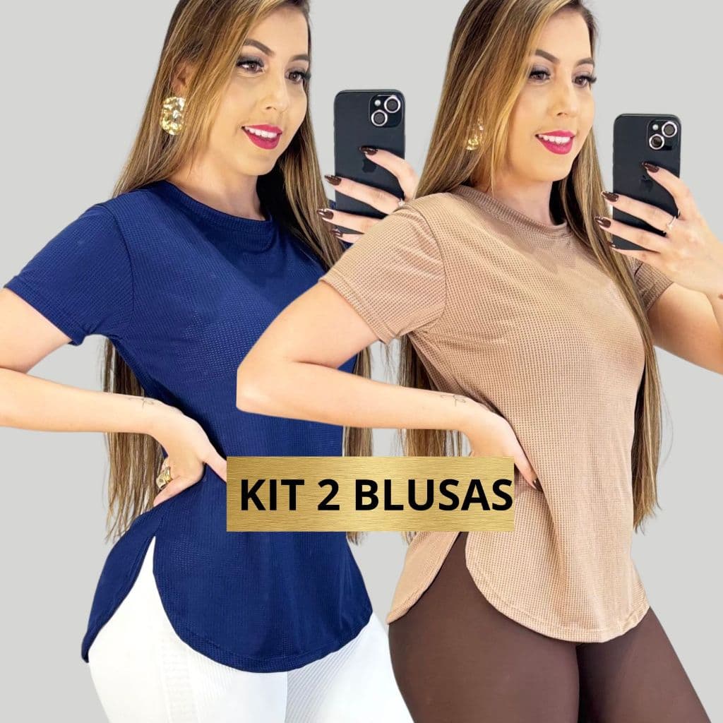 KIT 2 Blusas Oval Dry Fit Feminina } Fitness Academia veste leggins Regata Tapa bumbum tule Uv Camiseta Top Treino sport