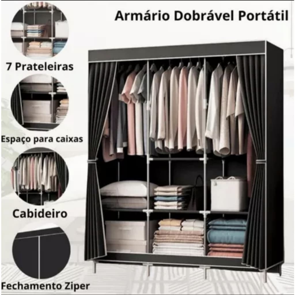 Guarda Roupa/Armário dobrável, caixa de armazenamento de roupas, grande capacidade, simples e prático, multifuncional