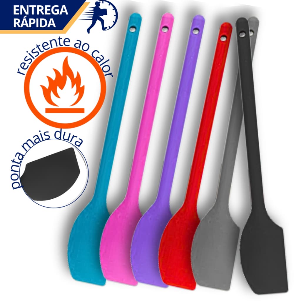 Espátula de Silicone Cabo Longo Comprida Linha Profissional 30cm Mexer Cozinha Restaurante