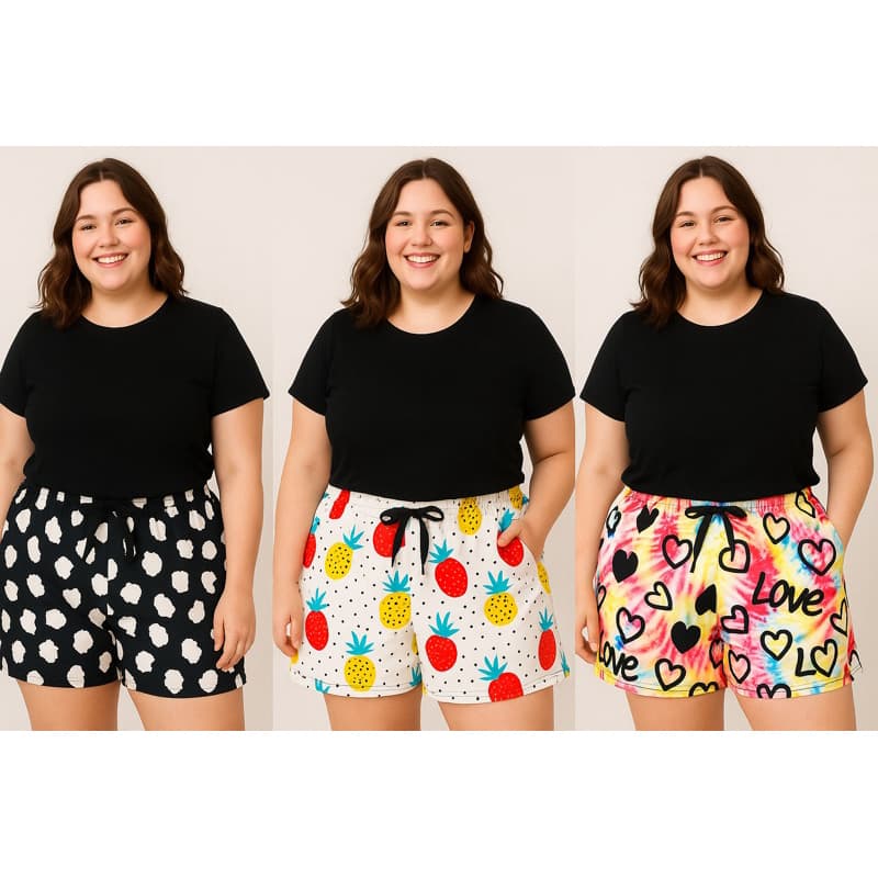 Kit 4 Shorts Plus Size Sortidos Ideal para o dia a dia com Conforto P M G G3