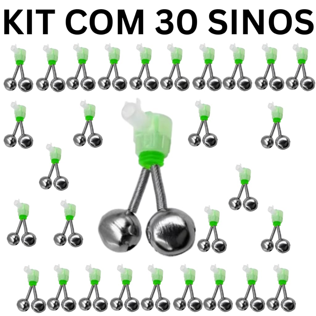 Kit Sinos Duplo Alarme Para Vara De Pesca Suporte Sinalizador Guizo Sininho