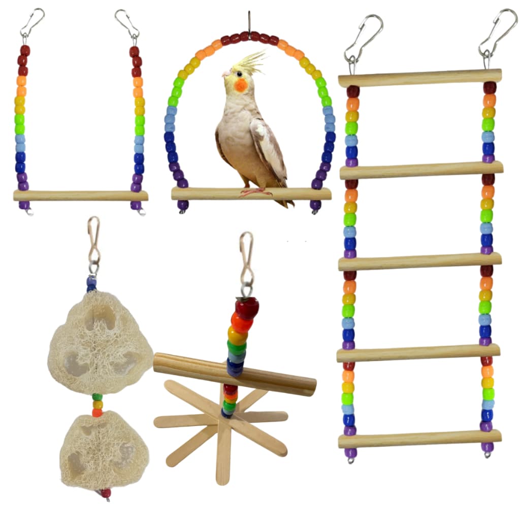 Kit  Brinquedos Arco-Íris, para Calopsita, Periquito, Agapornis / Kit ou Unitario Brinquedo para Pássaros, aves