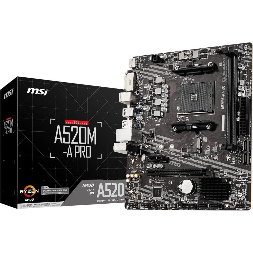 Placa Mãe MSI A520M-A PRO (AM4/2xDDR4/HDMI/DVI-D/M.2/USB 3.2)