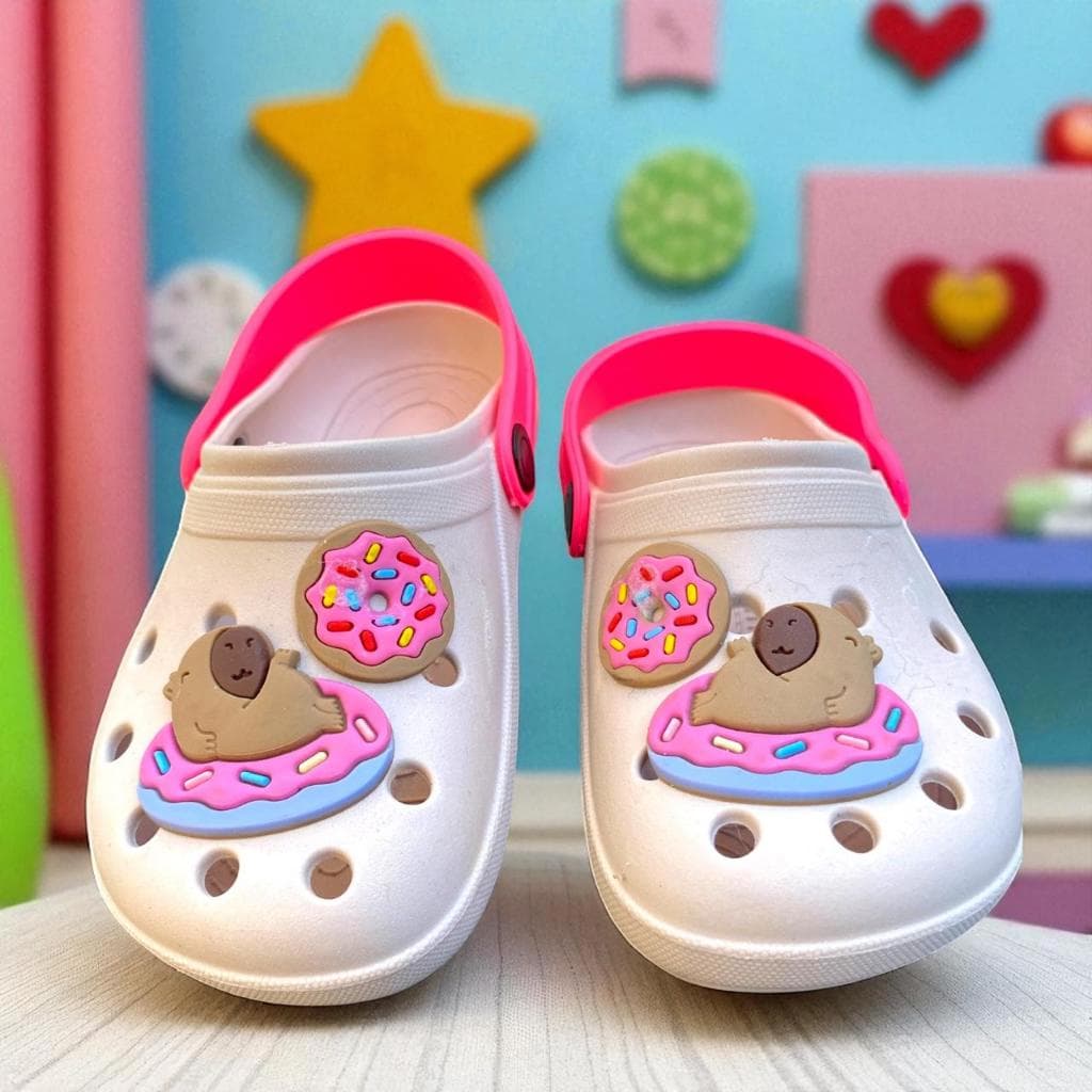 Calçado Infantil Feminino Babuche Raposinha e Capivara com Rosquinha Charmosa Leve Confortável