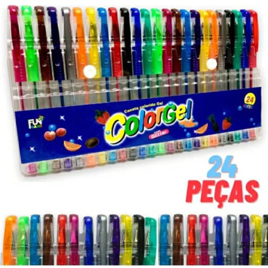 Kit inclui 24 canetas ColorGel com tinta glitter pastel neon metálico escolar-YEYSALE