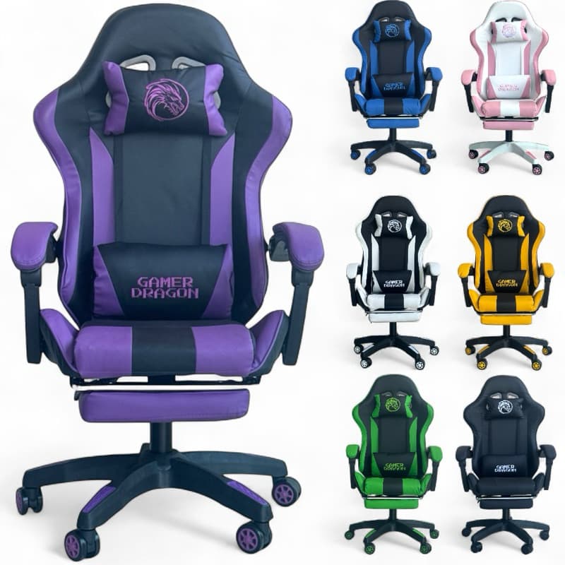 Cadeira Gamer Ergonômica Reclinável Giratória Ajuste Altura Escritório DG-02 Apoio Pés