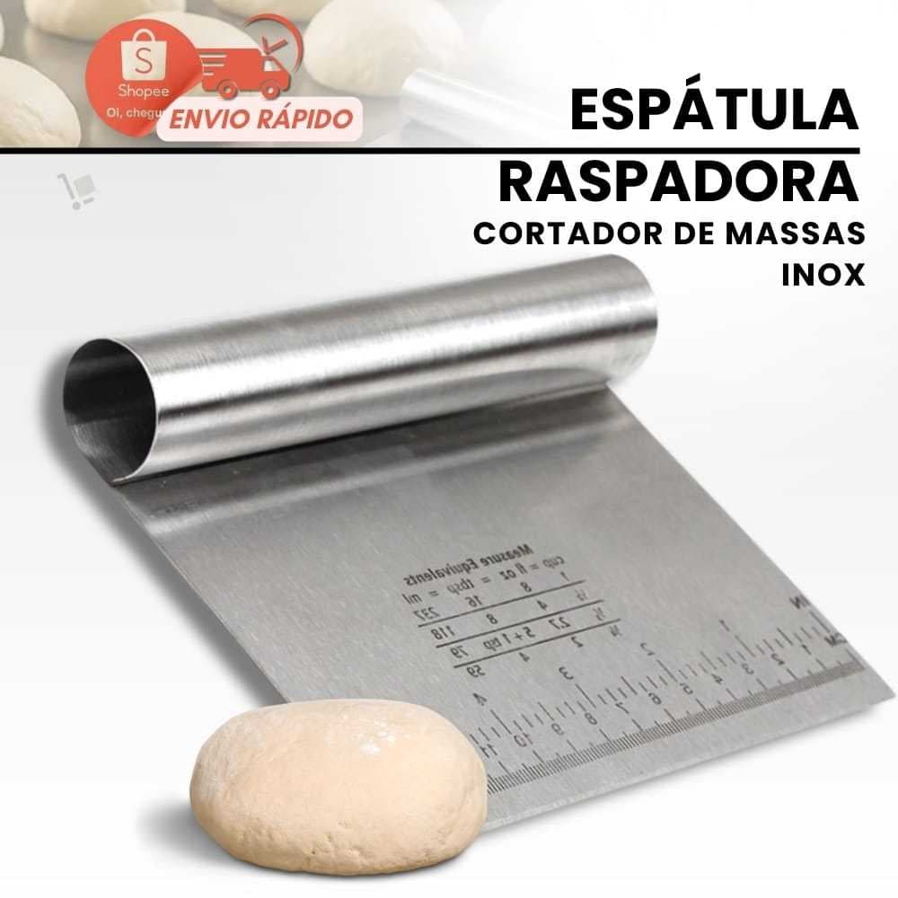 Espátula Culinária Inox Prática Raspador Cortador De Massa Com Cabo Tubular 15cm