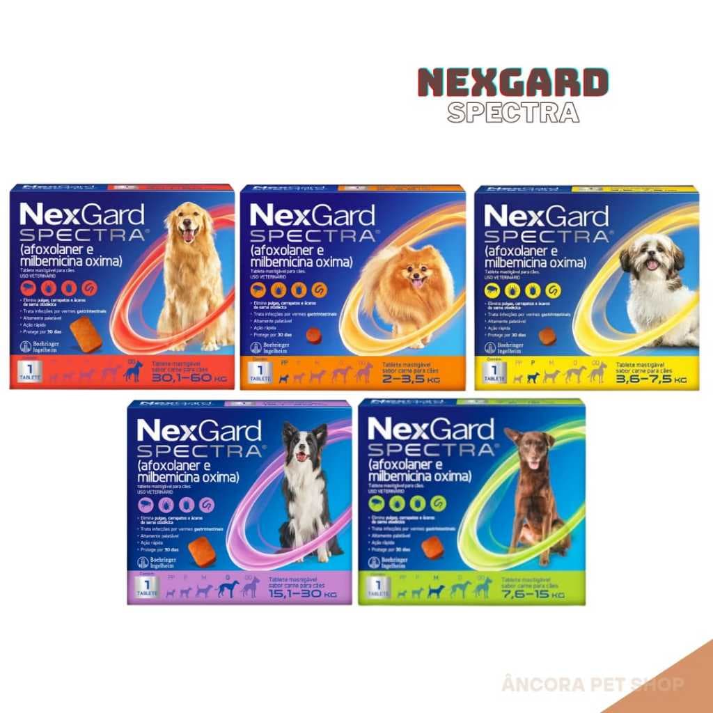 NexGard Spectra Cães Antipulgas e Vermífugo - 1 Tablete