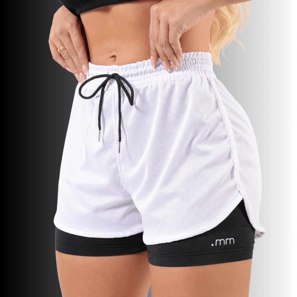 Short Compressão Duplo Feminino 2 em 1 Com Bolso Bermuda Dry Fit