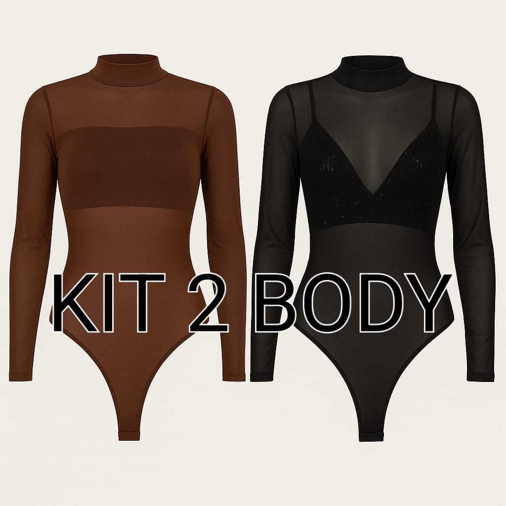 Body Tule Básico com Manga Longa Versátil 2025