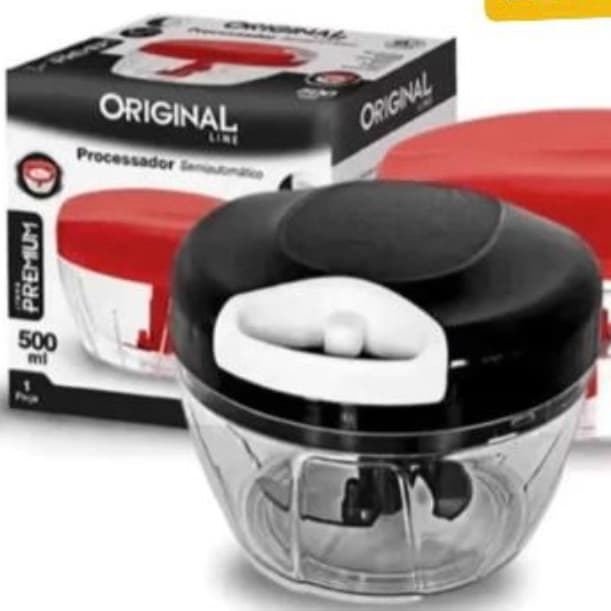 Kit 2 Trituradores de Alho e Temperos 500ml 3 Lâminas Aço Inox- Alho, Cebola e Muito Mais