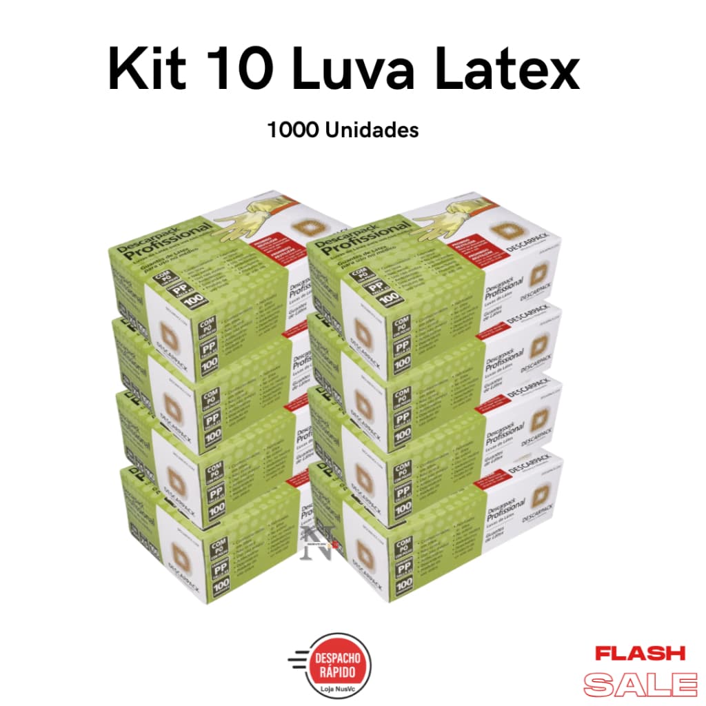 Kit Até 10 Caixas De Luvas Látex Uso Profissional Com Pó - 500 a 1.000 Unidades