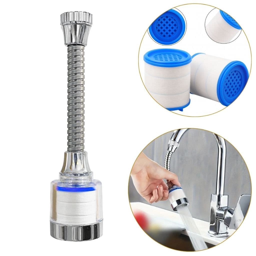Kit Filtro de Torneira Extensor Giratório Filtragem Multicamadas Aço Inox Adaptador Universal