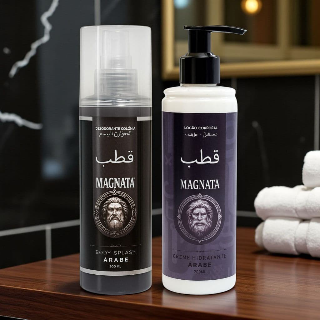 Kit Árabe Homem Magnata -  Body Splash + Creme Hidratante Corporal 200ml (cada) Masculino.