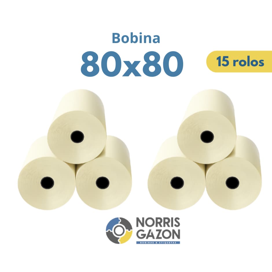 Bobina Termica 80x80 Amarela caixa com 15 rolos.