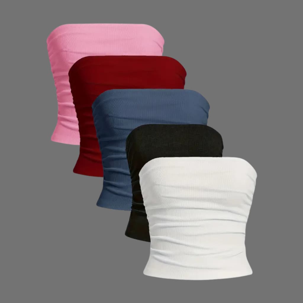 Kit 5 Cropped Top Tomara que Caia