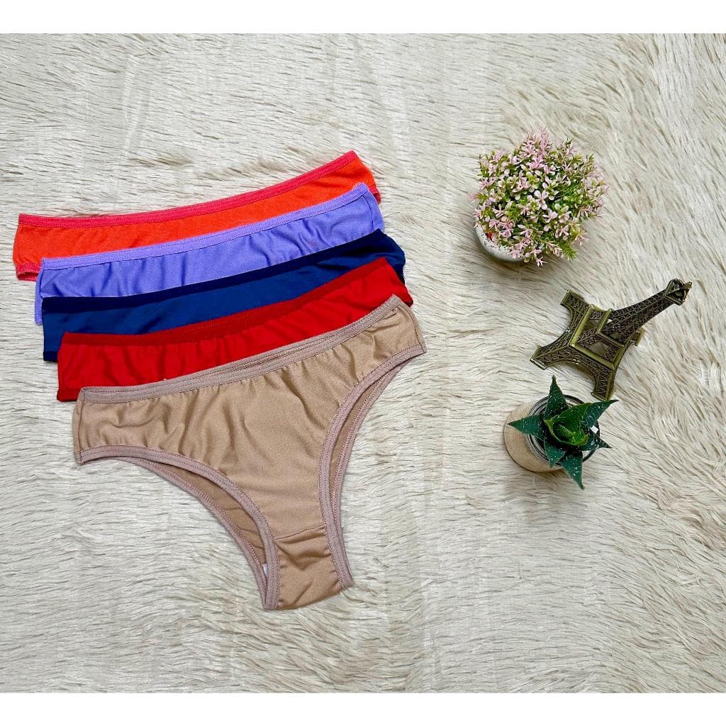 KIT 5 Tanga Calcinha Conforto Microfibra – Cores Lisas | Tamanhos P ao GG