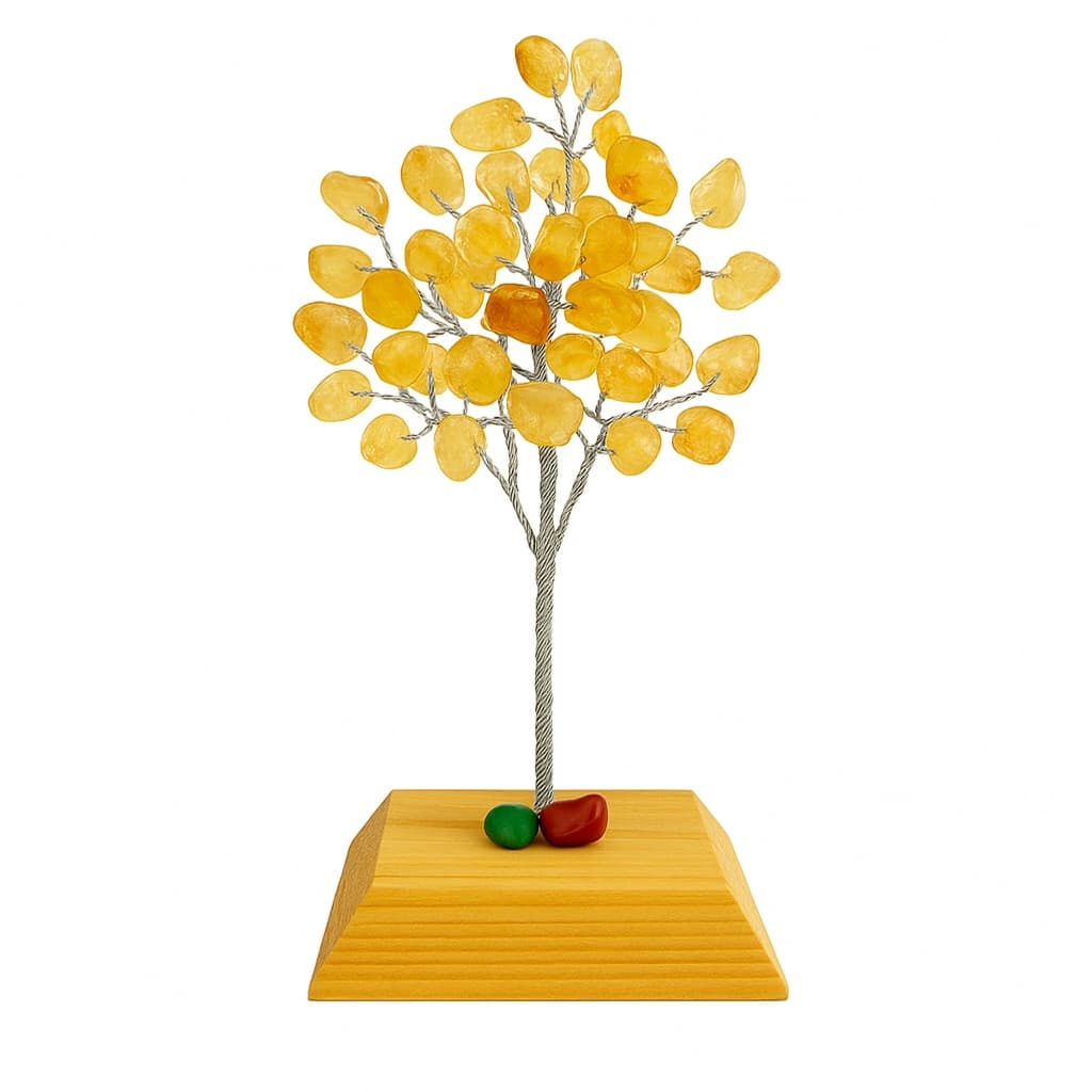 Árvore de Pedra Citrino Grande 17cm | Decoração e Energização de Ambientes | Feng Shui Artesanal