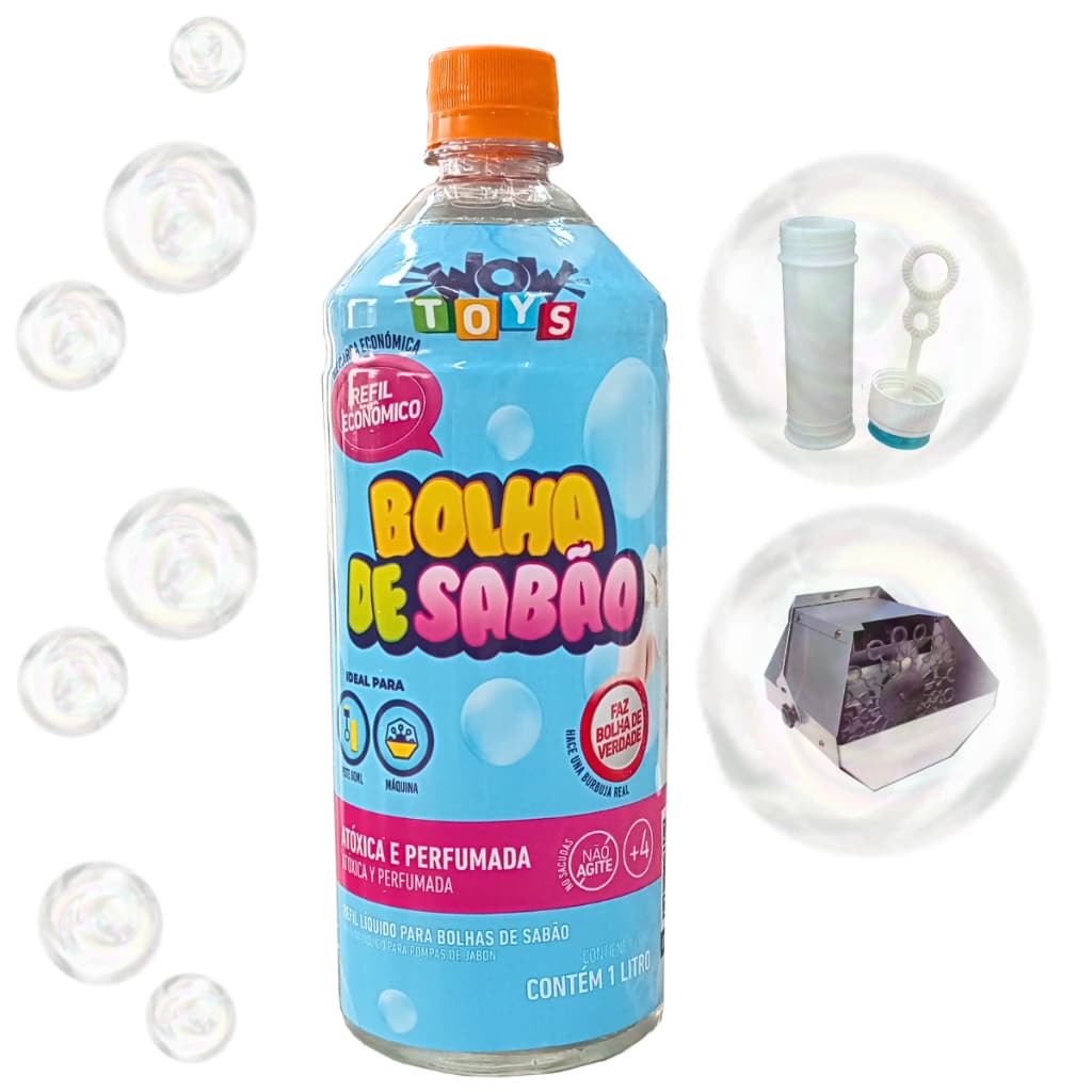 Refil Liquido Para Bolhas De Sabao 1 Litro Para Máquina e Brinquedos bolinhas de sabão Wowtoys