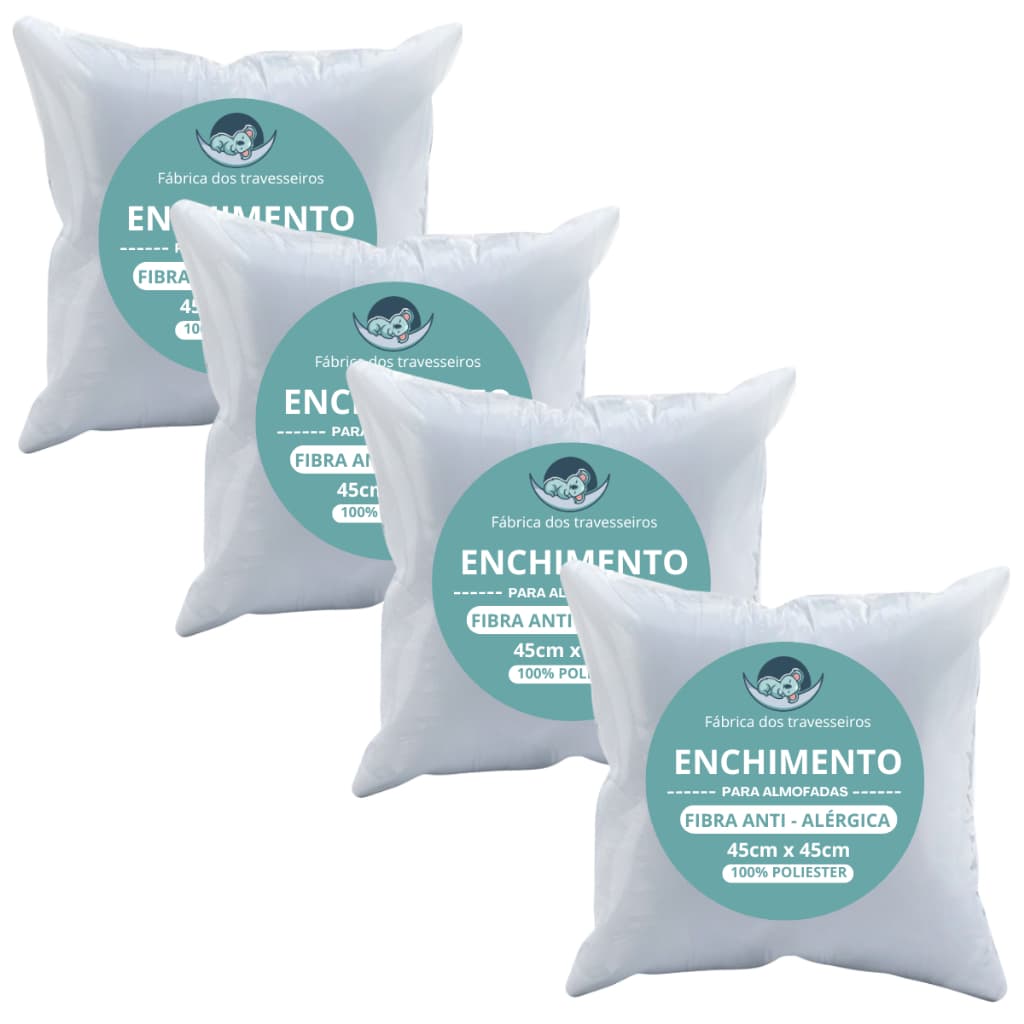 Kit Com 4 Unidades Enchimento Almofada Refil 45x45 ANTIALÉRGICO