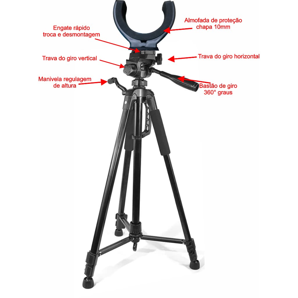 Tripé Apoio Carabinas Pcp Pressão Rifle Tiro Precisão 1.80m
