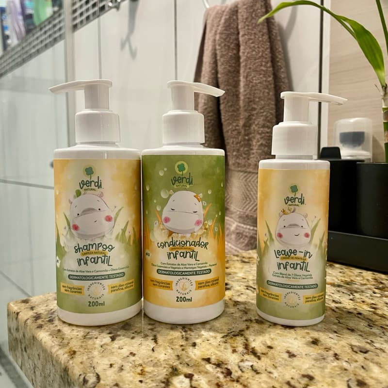 SHAMPOO, CONDICIONADOR E LEAVE-IN INFANTIL - ideal para cabelos cacheados