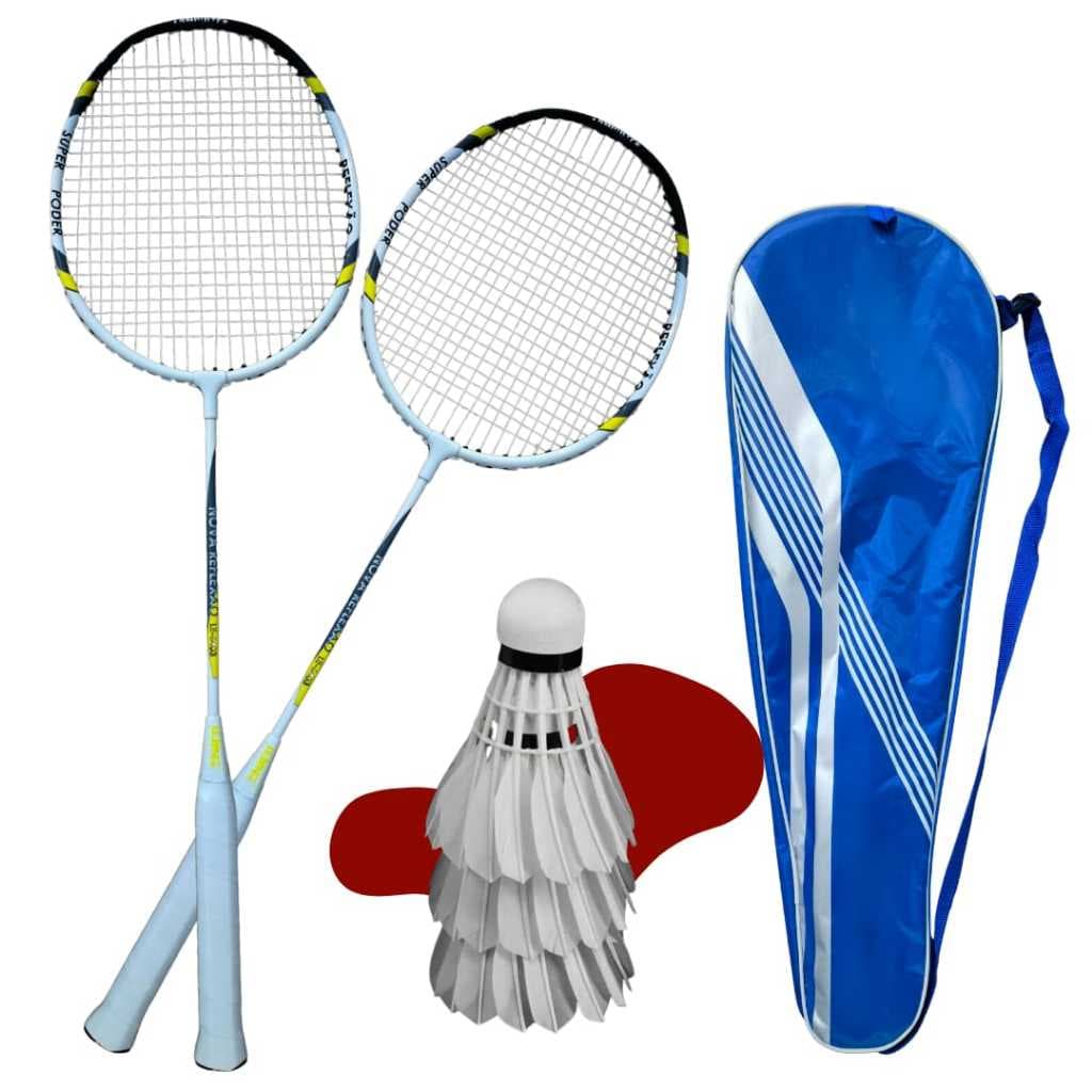 Jogo De Badminton Completo Com 2 Raquetes 3 Petecas E Bolsa