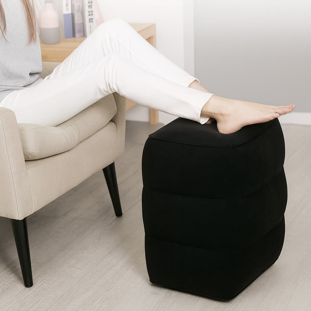 Puff Inflável Ajustável para Pés Descanso Ergonômico Viagem Carro Avião Escritório