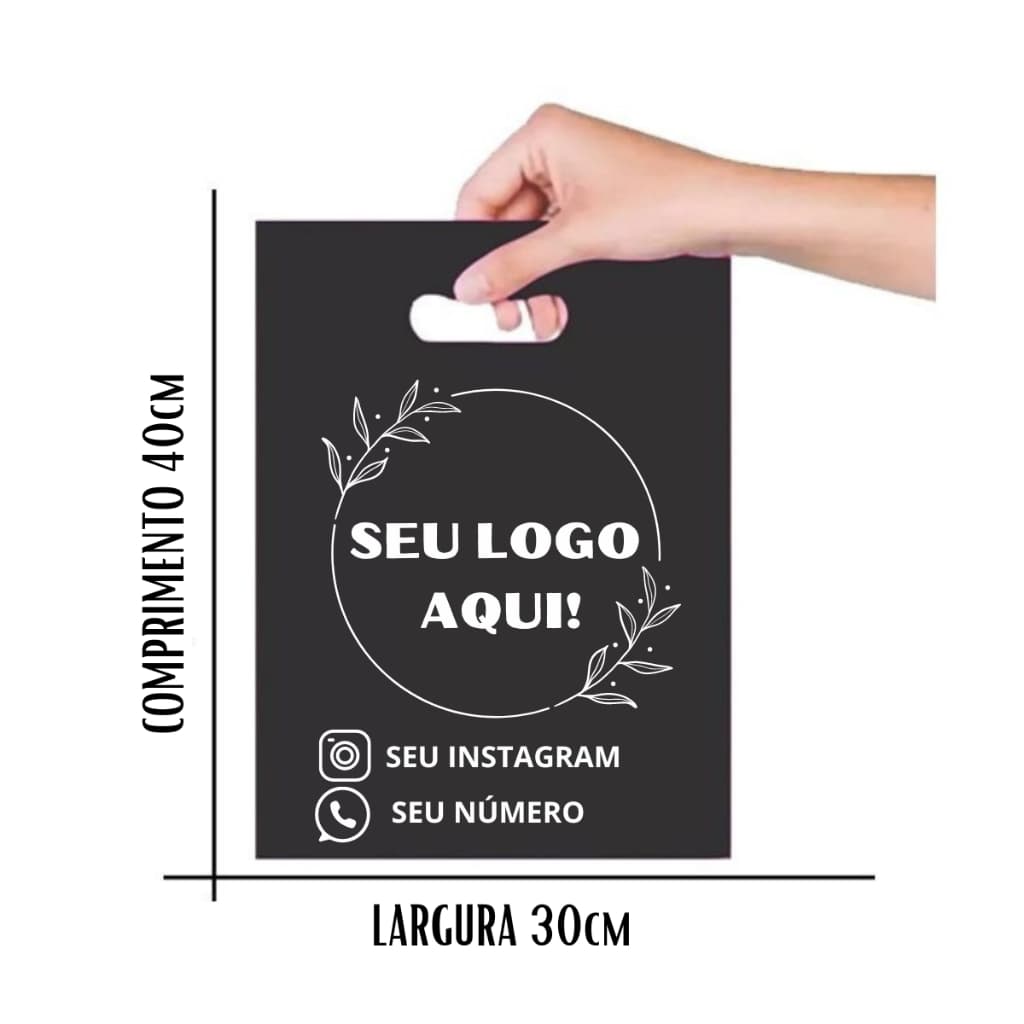 Sacolas Personalizadas Com Sua Logo 30x40cm Boca de Palhaço Alça Vazada Kits 100/250/500 Unidades