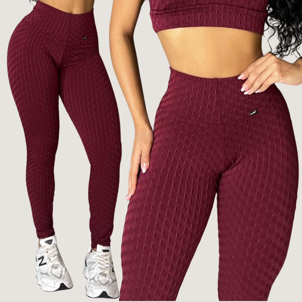 Calça Legging de Academia Feminina Jaquard  Bolha Zero Transparência Fitness