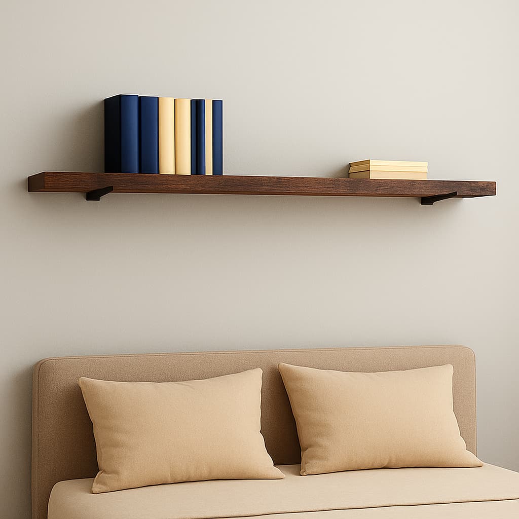 Prateleira industrial com mão francesa invertida madeira rustica