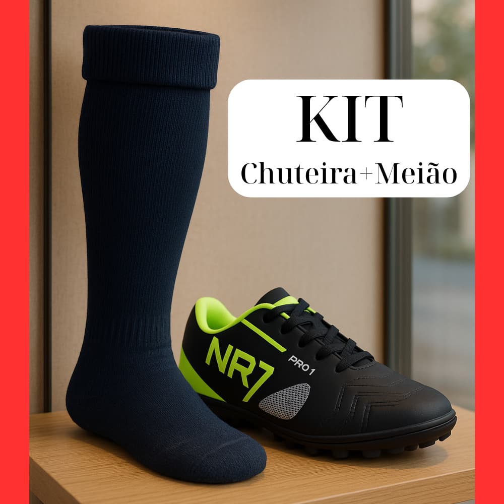 Kit Chuteira+Meião Premium Acabamento Confort Oferta Especial