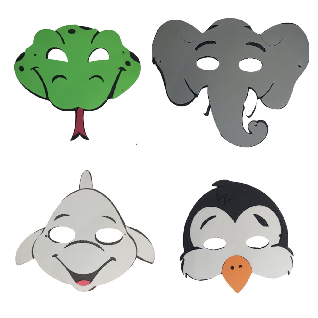 Máscara de EVA - Animais Infantil Com Elástico Para Festas