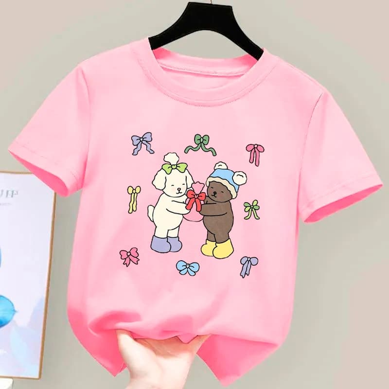 Camiseta Infantil De Algodão Estampa Fofa Tendência