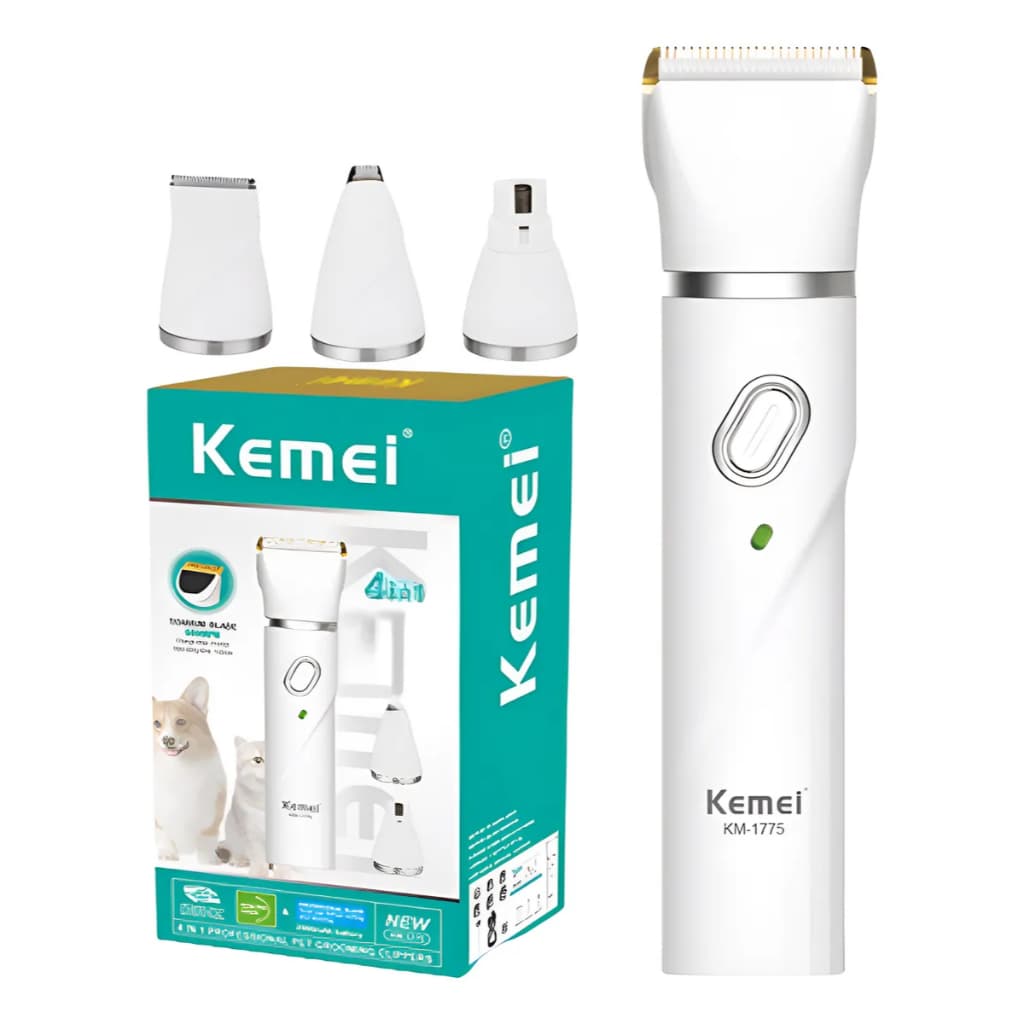 Kemei KM-1775 Máquina de tosa PET Titanium 4 em 1 Gato Cachorro Segurar botão 3 segundos para Ligar!
