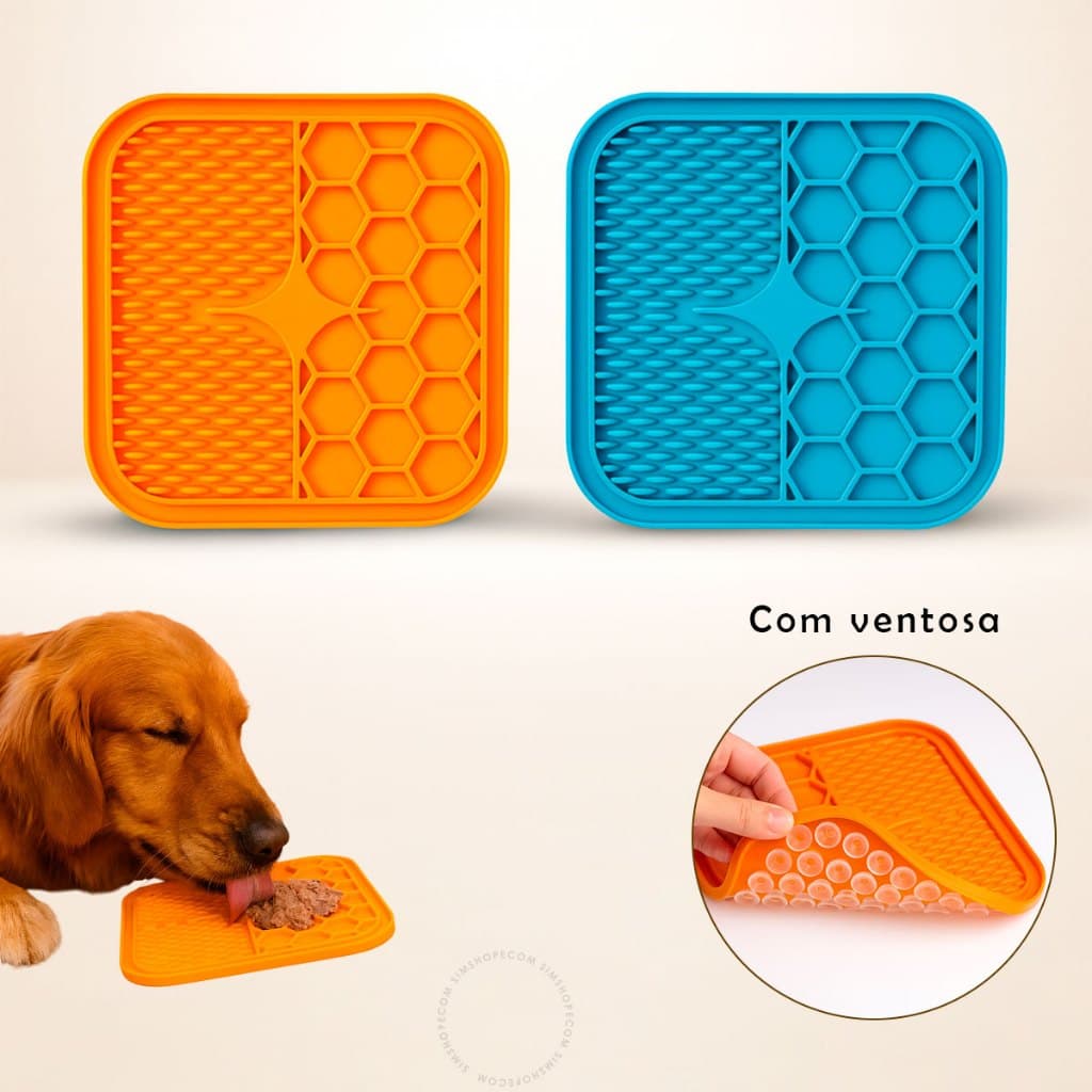 Tapete Comedouro 1 2 ou 4 De Lamber Para Cães Gatos Com Ventosa Pet