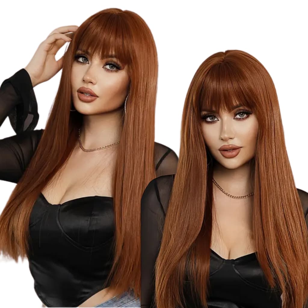 Peruca Wig Lisa com Franja Moderna Fibra Orgânica Premium