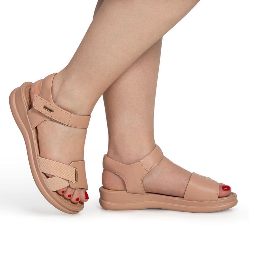 Sandália Feminina Papete Ortopédica Leve Ajustável Confortável Via Angel 9604