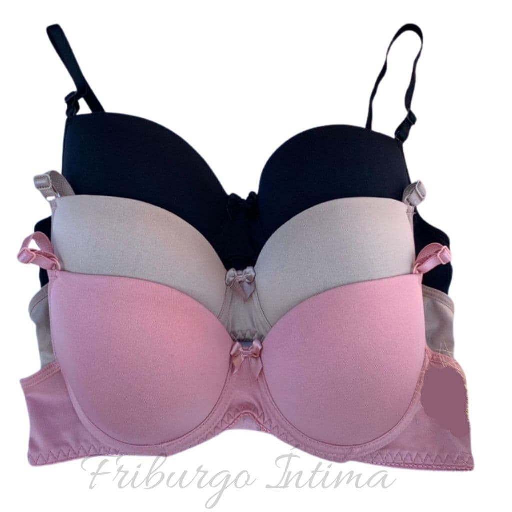 Kit 4 Sutiã Básico Com Bojo Do P Ao Gg Direto da Fábrica