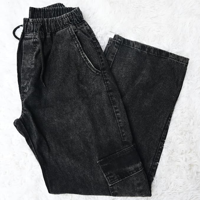 CALÇA / CARGO / LARGA MASCULINA SKATE, CASUAL, BOLSOS FECHAMENTO CORDÃO MODA UNISSEX-CINZA PRETA ESCURA MÉDIA