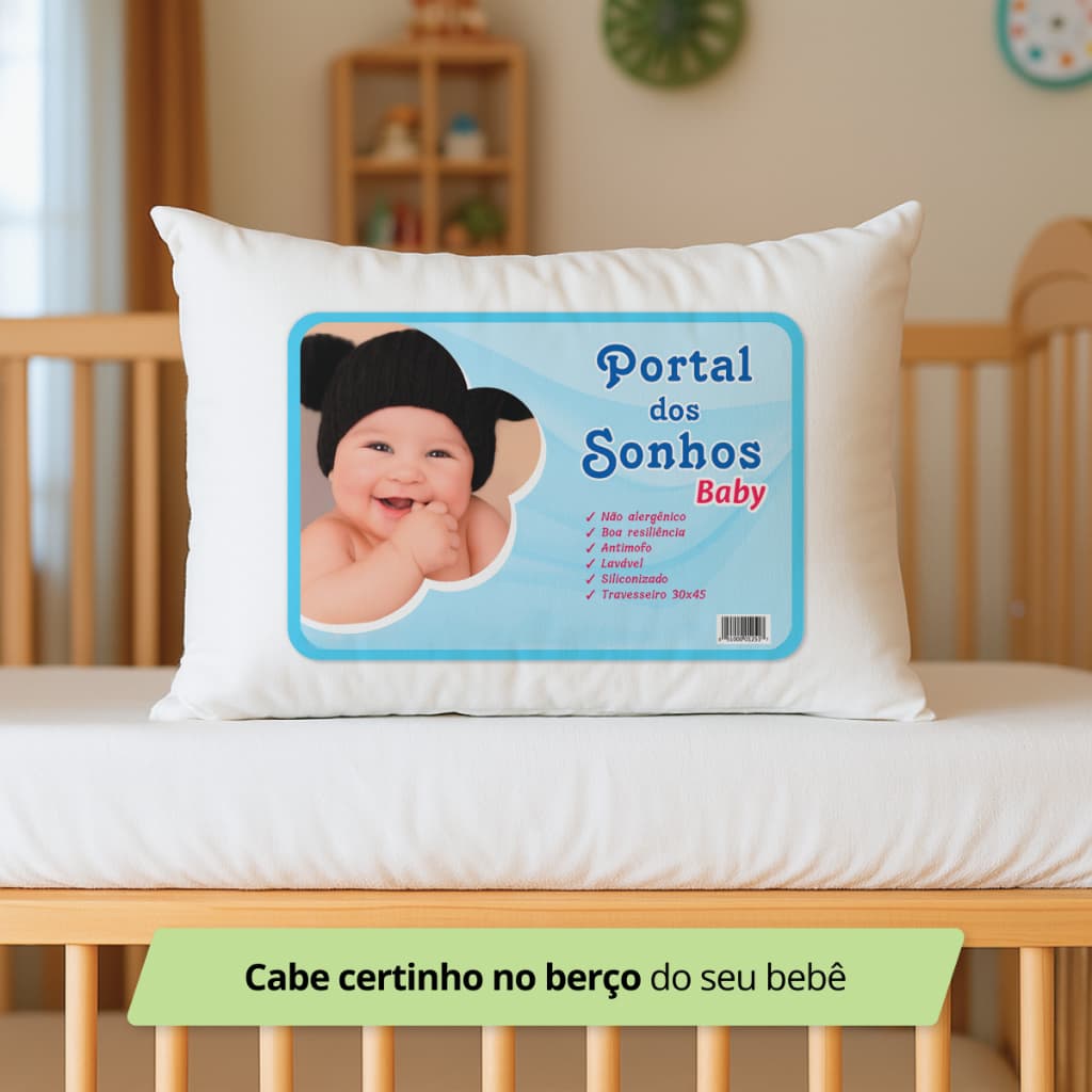 Travesseiro Bebe Infantil 30x45 Cm Percal 180 Fios Antialérgico Super Macio