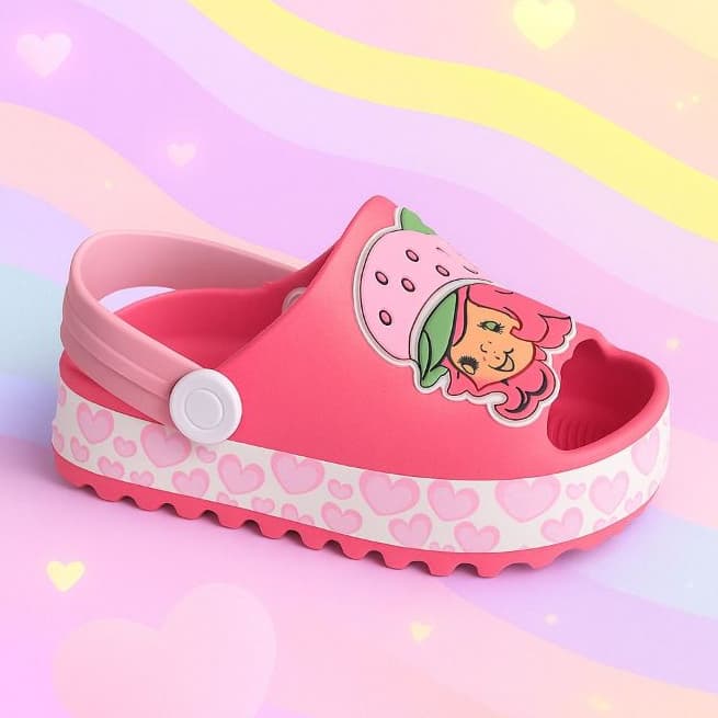 Sandalia Babuche Moranguinho Bebê feminina Confortável Fofo Macio Lançamento